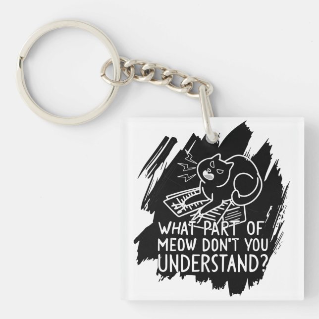 Black Splash Funny Cat Quote Keychain (Front)