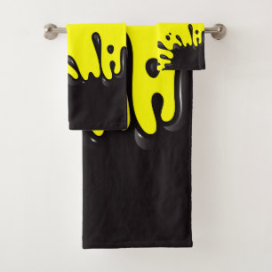 Black splat on Yellow Bath Towel Set