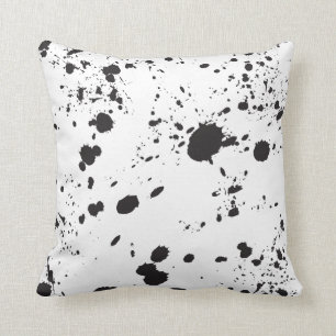 Black Splattered Paint Throw Pillow