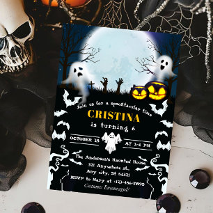 black Spooky Halloween Birthday Invitation