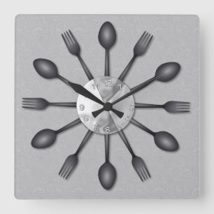 Black Spoons and Forks Wall Clock