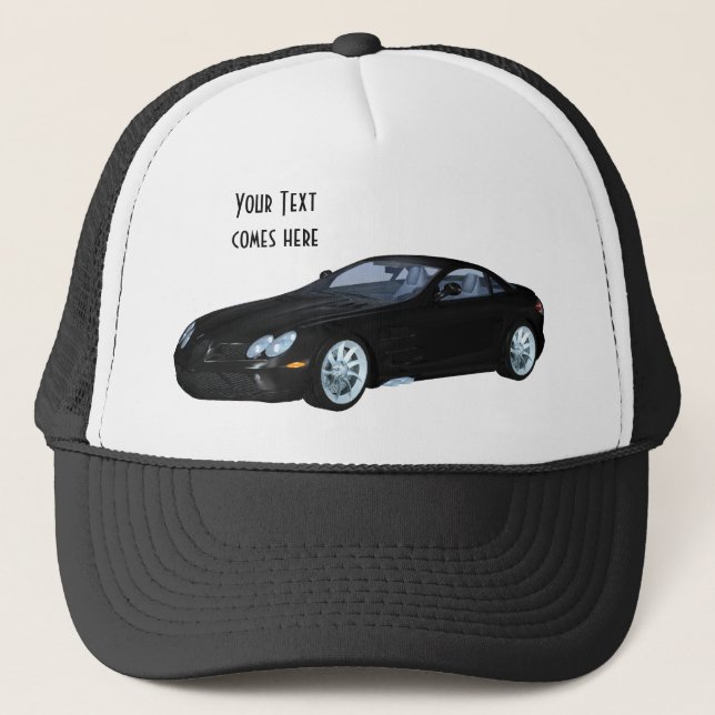 Black Sport Car Trucker Hat (Front)