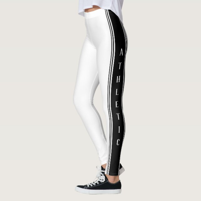 Black Sport Side Stripe Leggings blancs Vos couleu (Gauche)