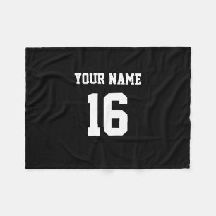 Black Sporty Team Jersey Fleece Blanket