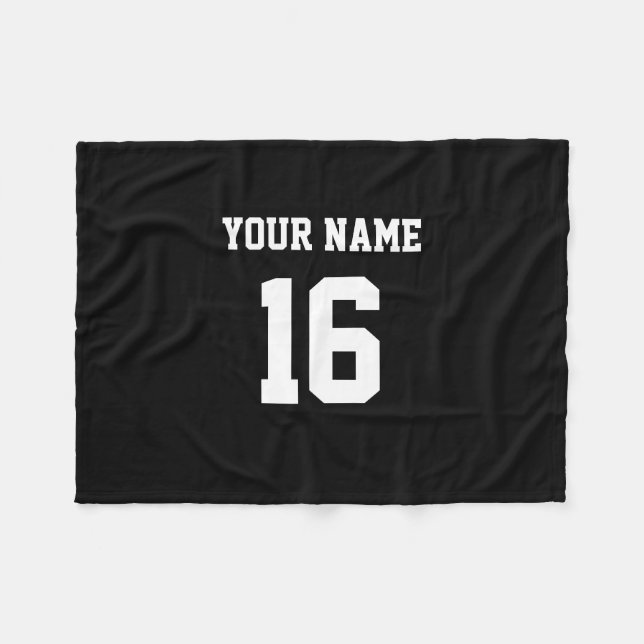 Black Sporty Team Jersey Fleece Blanket (Front (Horizontal))