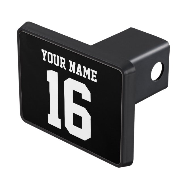 Black Sporty Team Jersey Trailer Hitch Cover (Top Right)