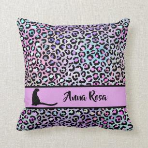 *~* Black Spots Leopard Rainbow Animal Pattern Throw Pillow