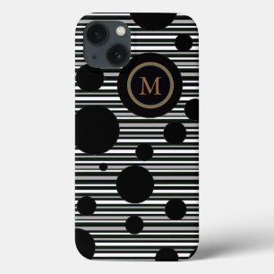black spotted and striped personalized design iPhone 13 case