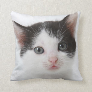 Black Spotted Kitten Throw Pillow
