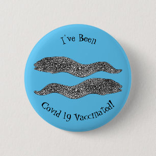 Black spotted moray eel cartoon illustration  2 inch round button