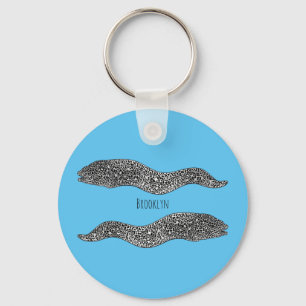 Black spotted moray eel cartoon illustration keychain