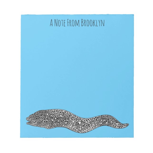 Black spotted moray eel cartoon illustration notepad (Front)