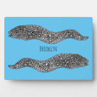 Black spotted moray eel cartoon illustration
