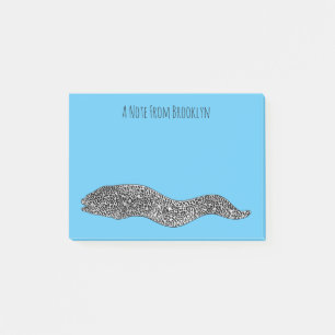 Black spotted moray eel cartoon illustration post-it notes