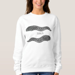 Black spotted moray eel cartoon illustration sweatshirt