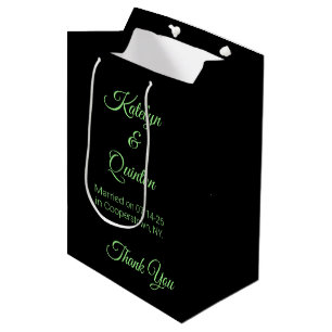 Black & Spring Green in Elegance: Wedding  Medium Gift Bag
