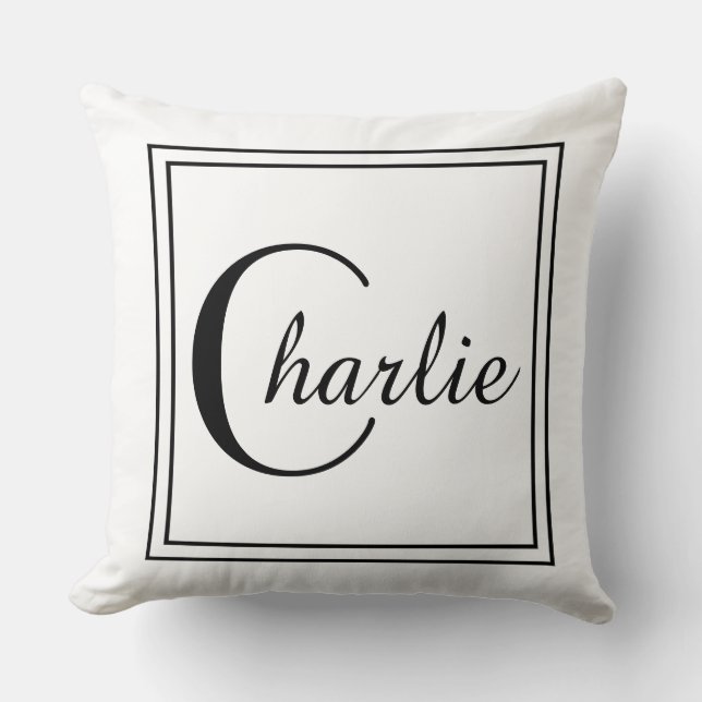 Black Square Border Throw Pillow (Front)