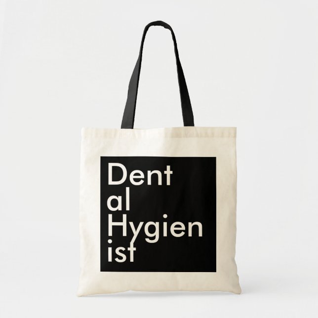 Black Square Dental Hygienist Tote Bag (Front)