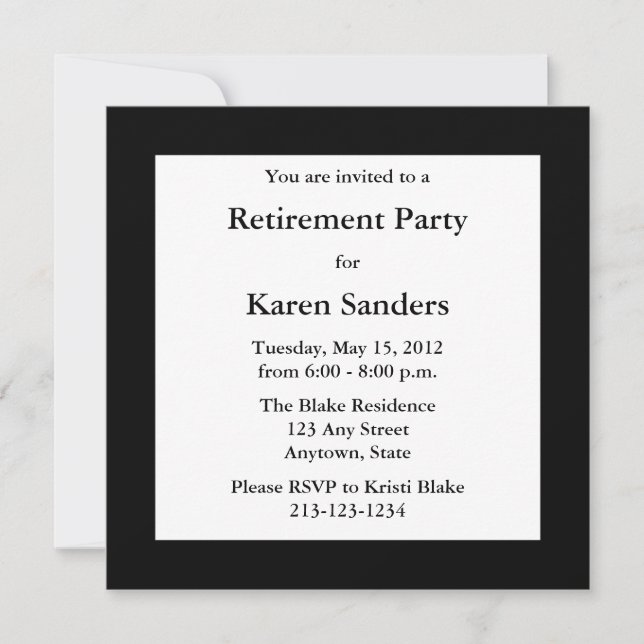Black Square Formal Party or Event Invitation (Front)