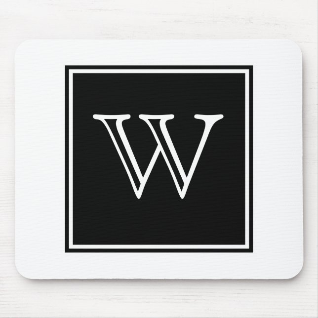 Black Square Monogram Mousepad (Front)