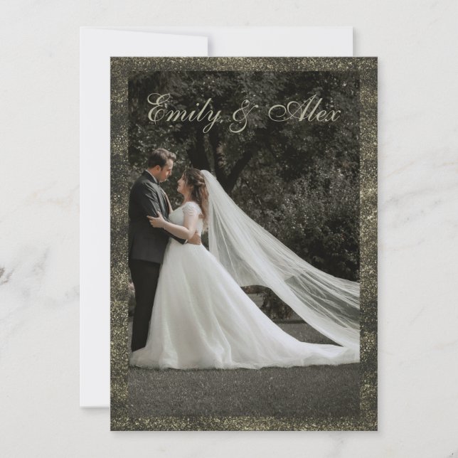 Black square with photo Invitation (Front)