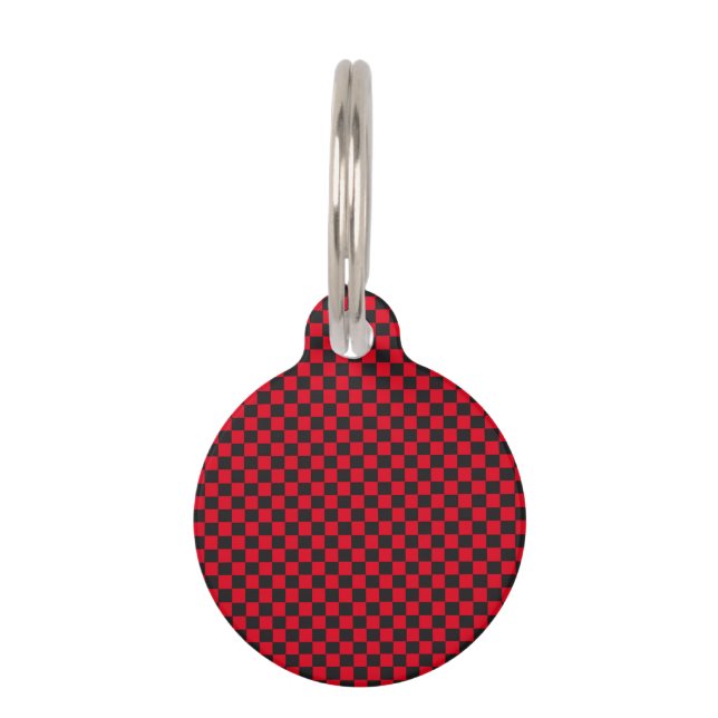 Black Squares Red Ladybug Colours Beetle Pet Tag (Front)