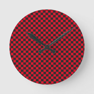 Black Squares Red Ladybug Colours Beetle Round Clock
