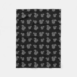 Black squirrel pattern fleece blanket