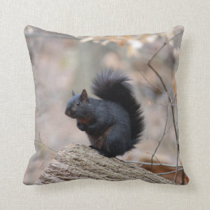 Black Squirrel Woods Throw Pillow