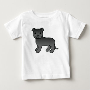 Black Staffordshire Bull Terrier Dog Illustration Baby T-Shirt