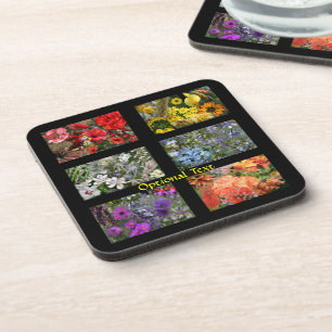 Black Stained Glass Window Flower Garden Coaster