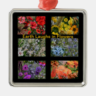 Black Stained Glass Window Flower Garden Metal Ornament