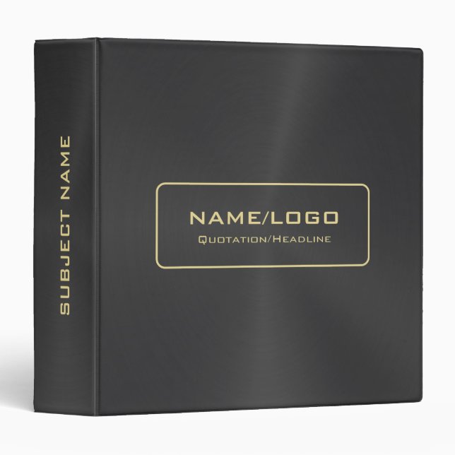 Black Stainless Steel & Gold Accents Template Binder (Front/Spine)