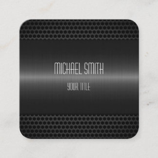 Black Stainless Steel Metal Look Square Business Card
