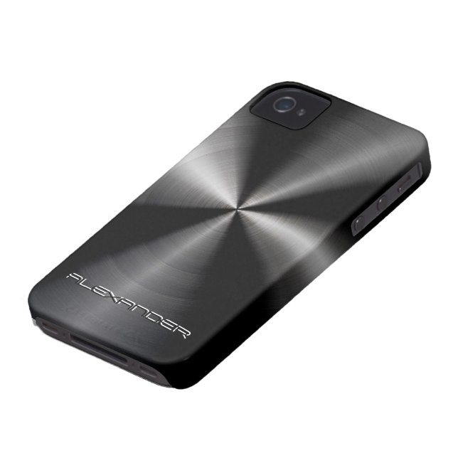 Black Stainless Steel Metal Pattern-Custom Text Case-Mate iPhone Case (Bottom)