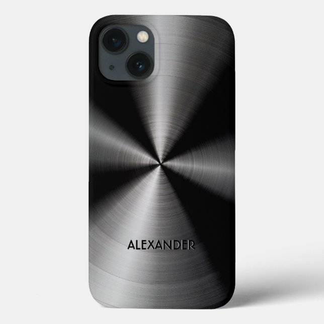 Black Stainless Steel Metal Pattern-Custom Text Case-Mate iPhone Case (Back)