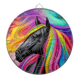 Black Stallion Colorful Mane  Dartboard