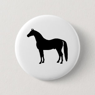 Black Stallion Elegant Horse Silhouette Drawing 2 Inch Round Button