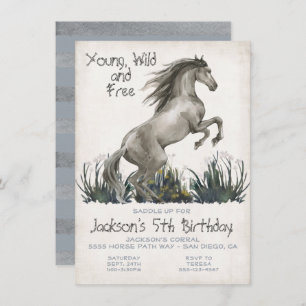 Black Stallion Horse Anniversaire Fête Invitation