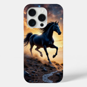 Black Stallion in Desert iPhone 15 Pro Case