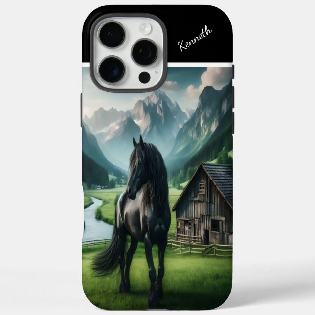 Black Stallion In The Alps Case-Mate iPhone Case (Back)
