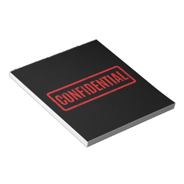 Black Stamped Confidential Notepad (Angled)