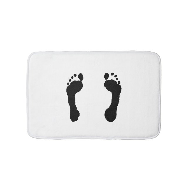 Black-Stamped Footprints (White) Bath Mat (Front)