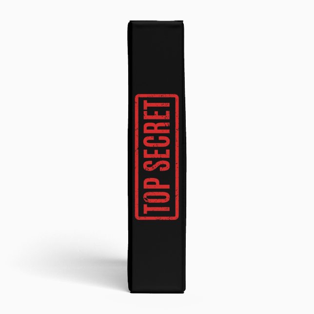 Black Stamped Top Secret 3 Ring Binder (Spine)