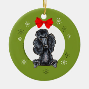 Black Standard Poodle Christmas Classic Ceramic Ornament
