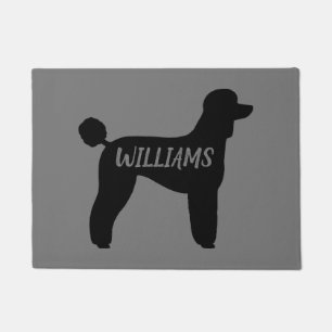 Black Standard Poodle Dog Silhouette Personalized Doormat