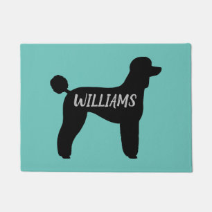 Black Standard Poodle Dog Silhouette Personalized Doormat