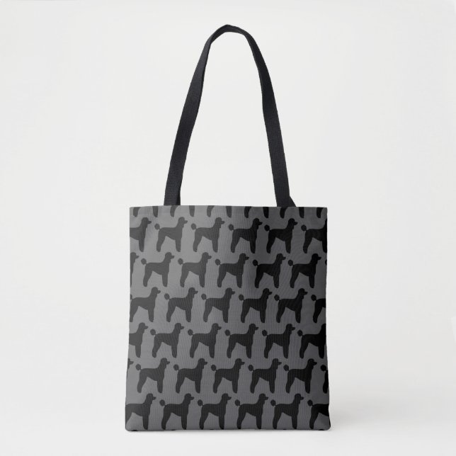 Black Standard Poodle Dog Silhouettes Patterned Tote Bag (Front)