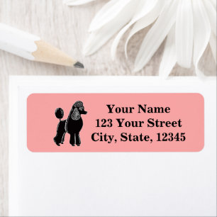 Black Standard Poodle Pink Return Address Labels