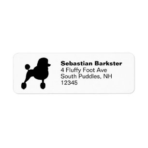 Black Standard Poodle Silhouette Adresse de retour